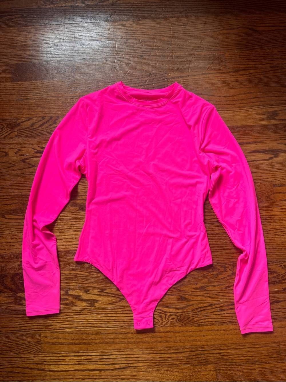 SKIMS Neon Pink Long-Sleeve Women's Bodysuit